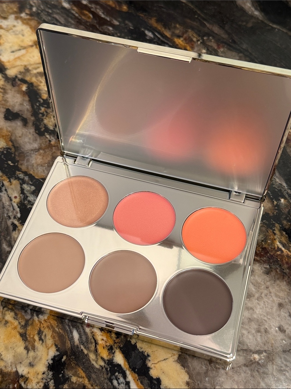 Iconic London Cream Blush & Contour Palette in Peach, Coral and Neutral Tones